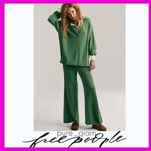 Free People Green V-Neck Sweater